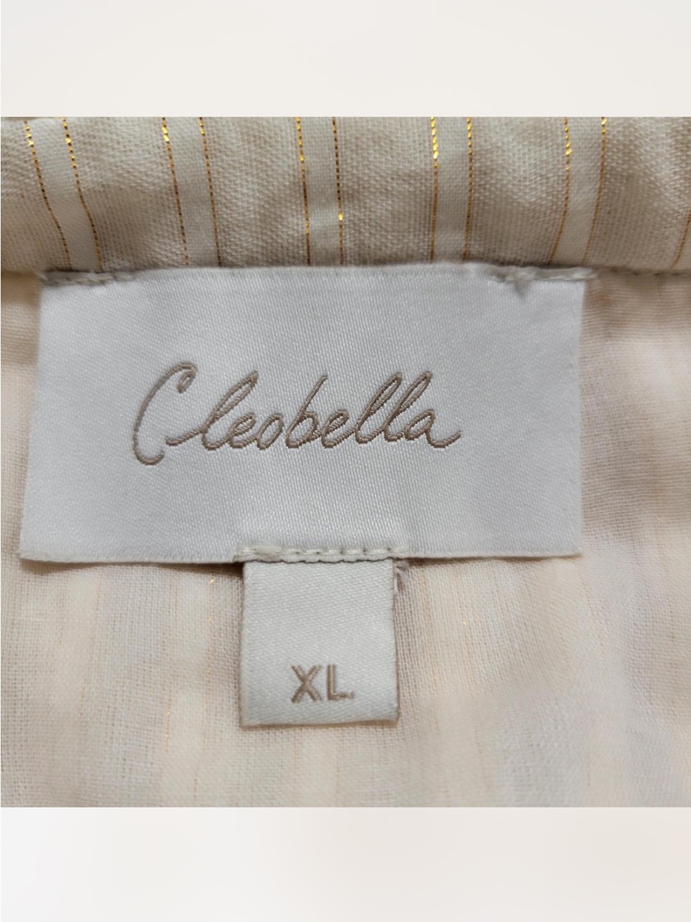 Cleobella Celine Mini Dress XL Ivory Organic Cotton Lurex Boho Prairie Western - Picture 8 of 9